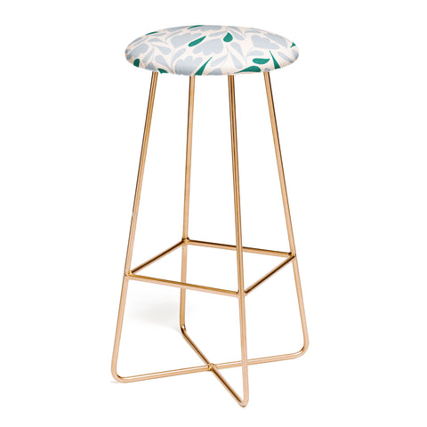 Menina Lisboa Blue Green Flowers Bar Stool
