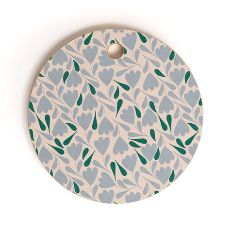 Menina Lisboa Blue Green Flowers Cutting Board Round