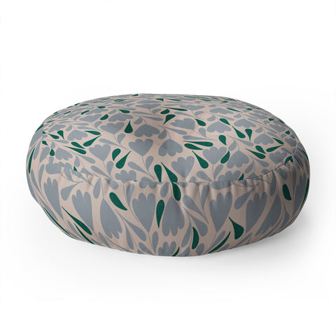 Menina Lisboa Blue Green Flowers Floor Pillow Round