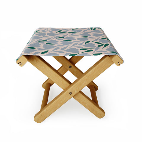 Menina Lisboa Blue Green Flowers Folding Stool
