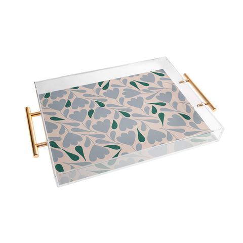 Menina Lisboa Blue Green Flowers Acrylic Tray