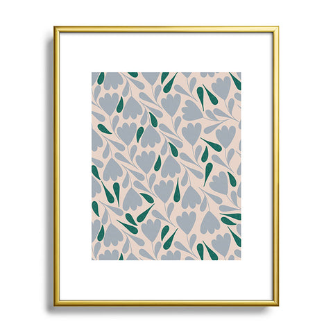 Menina Lisboa Blue Green Flowers Metal Framed Art Print