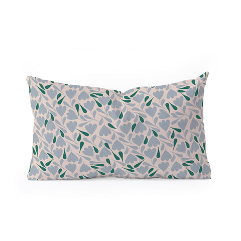 Menina Lisboa Blue Green Flowers Oblong Throw Pillow