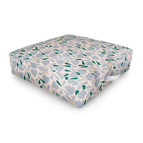 Menina Lisboa Blue Green Flowers Outdoor Floor Cushion