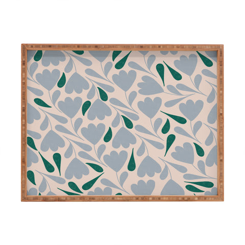 Menina Lisboa Blue Green Flowers Rectangular Tray