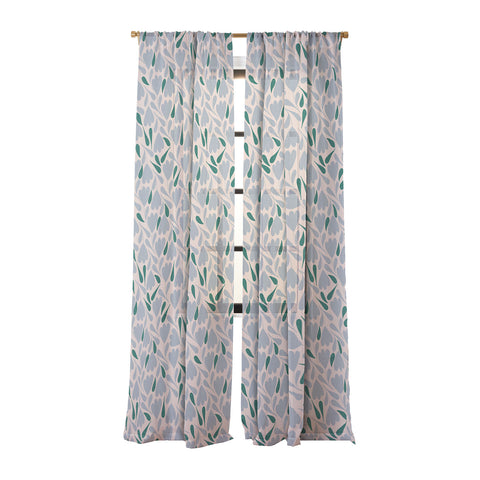 Menina Lisboa Blue Green Flowers Sheer Non Repeat