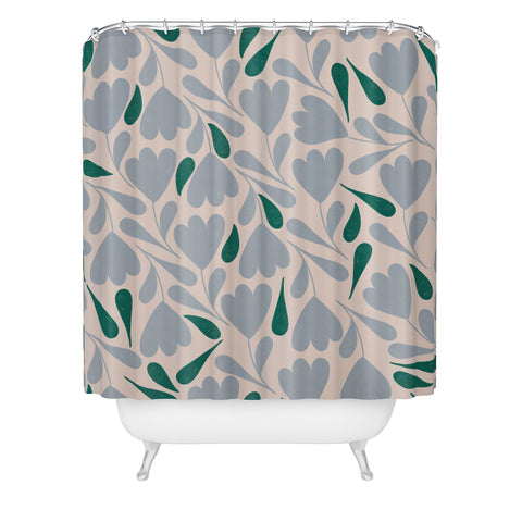 Menina Lisboa Blue Green Flowers Shower Curtain