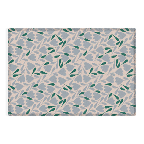 Menina Lisboa Blue Green Flowers Outdoor Rug