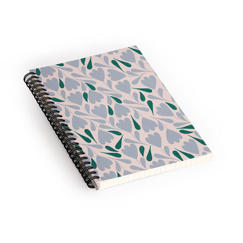 Menina Lisboa Blue Green Flowers Spiral Notebook