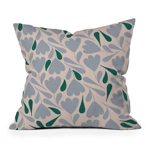 Menina Lisboa Blue Green Flowers Throw Pillow