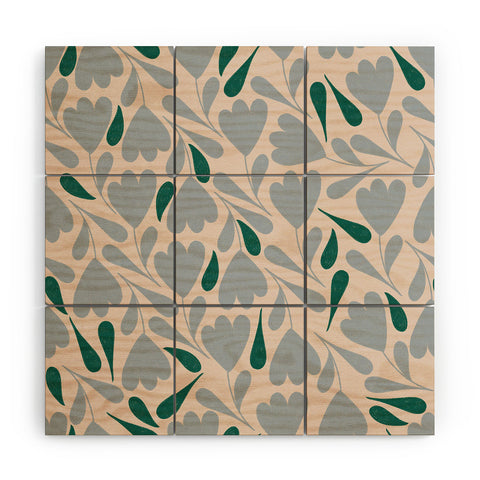 Menina Lisboa Blue Green Flowers Wood Wall Mural