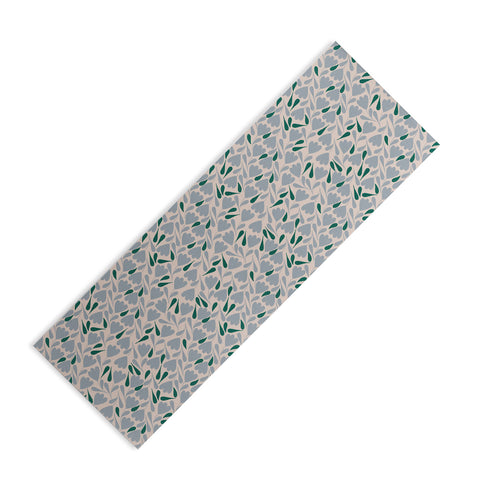 Menina Lisboa Blue Green Flowers Yoga Mat
