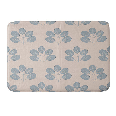 Menina Lisboa Blue Leaves Memory Foam Bath Mat