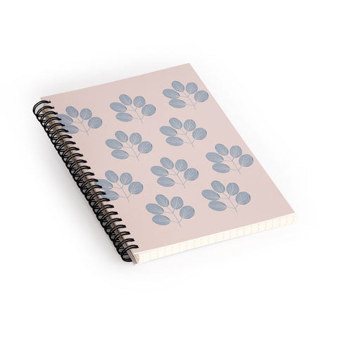 Menina Lisboa Blue Leaves Spiral Notebook