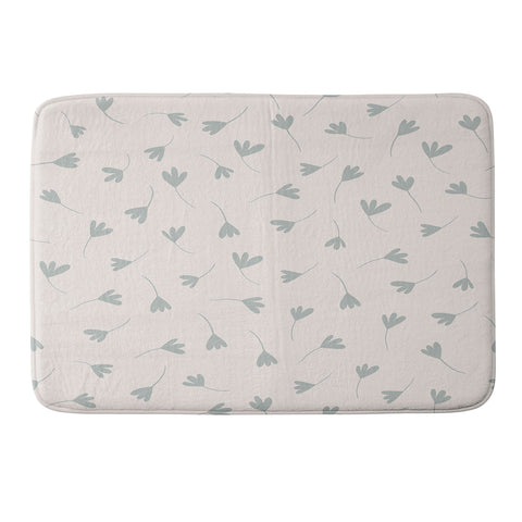 Menina Lisboa Blue Three Petal Daisies Memory Foam Bath Mat