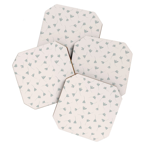 Menina Lisboa Blue Three Petal Daisies Coaster Set