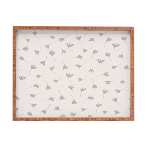 Menina Lisboa Blue Three Petal Daisies Rectangular Tray