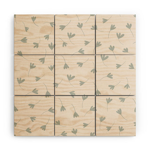 Menina Lisboa Blue Three Petal Daisies Wood Wall Mural