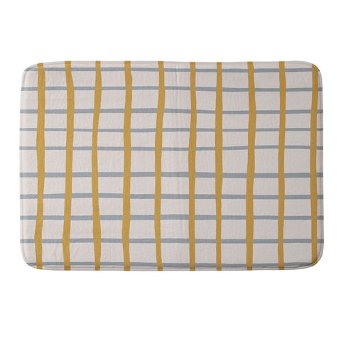 Menina Lisboa Blue Yellow Stripes Memory Foam Bath Mat