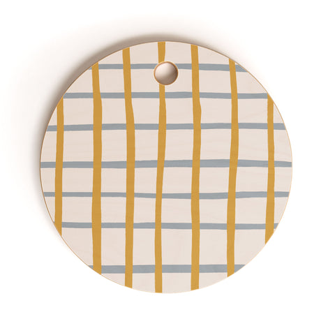 Menina Lisboa Blue Yellow Stripes Cutting Board Round
