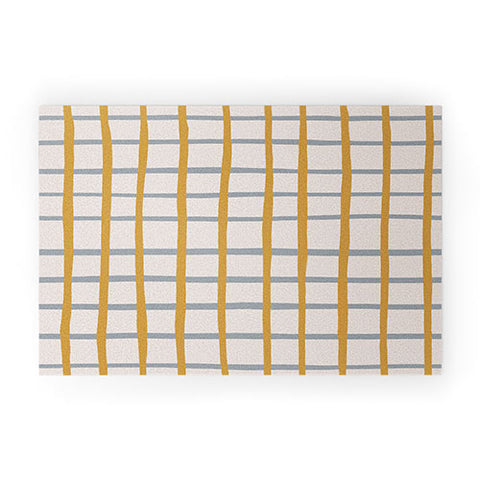 Menina Lisboa Blue Yellow Stripes Welcome Mat
