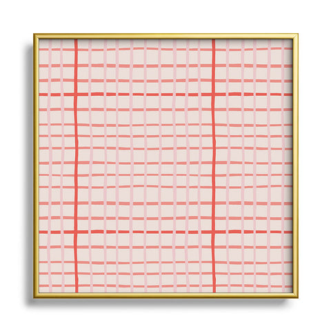 Menina Lisboa Candy Valentine Stripes Square Metal Framed Art Print