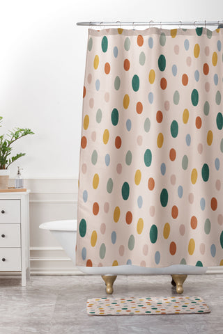 Menina Lisboa Colorful Dots Shower Curtain And Mat