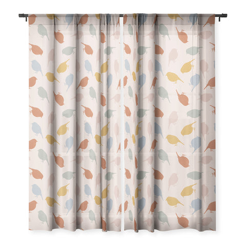 Menina Lisboa Colourful Robins Sheer Window Curtain