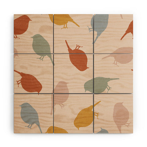 Menina Lisboa Colourful Robins Wood Wall Mural