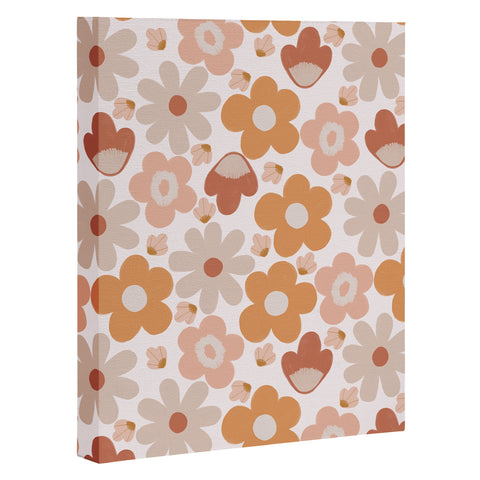 Menina Lisboa Earthy Terracotta Flowers Art Canvas