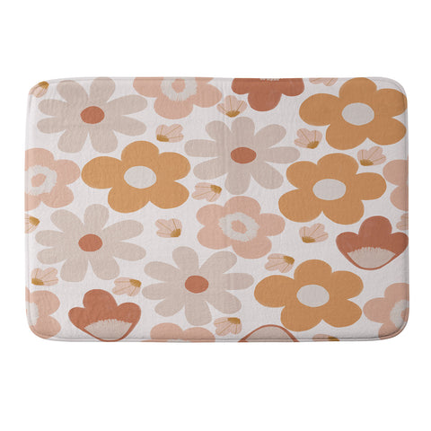 Menina Lisboa Earthy Terracotta Flowers Memory Foam Bath Mat