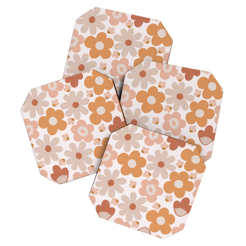Menina Lisboa Earthy Terracotta Flowers Coaster Set