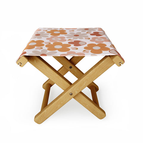Menina Lisboa Earthy Terracotta Flowers Folding Stool