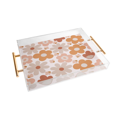 Menina Lisboa Earthy Terracotta Flowers Acrylic Tray