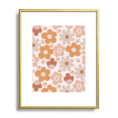 Menina Lisboa Earthy Terracotta Flowers Metal Framed Art Print