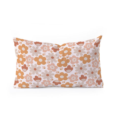 Menina Lisboa Earthy Terracotta Flowers Oblong Throw Pillow