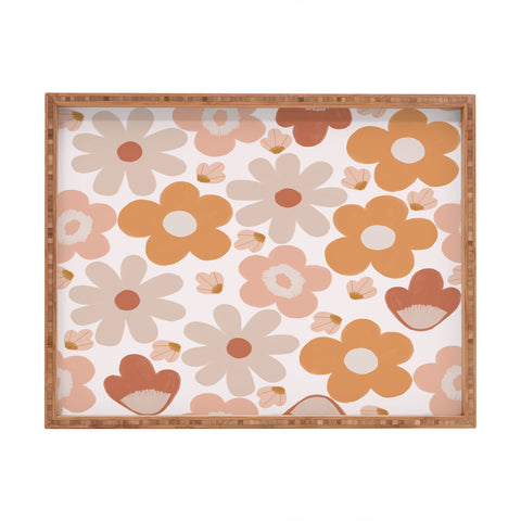 Menina Lisboa Earthy Terracotta Flowers Rectangular Tray