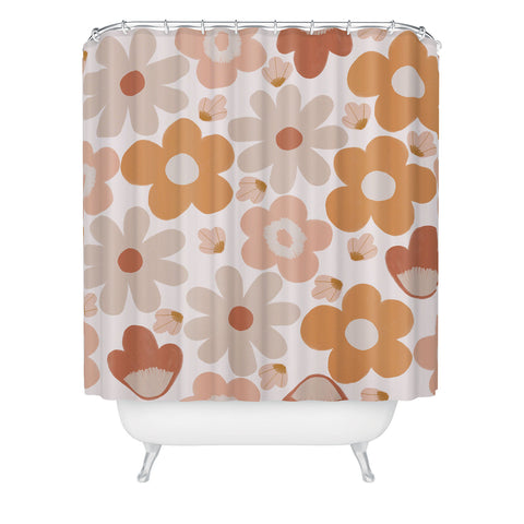 Menina Lisboa Earthy Terracotta Flowers Shower Curtain