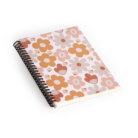 Menina Lisboa Earthy Terracotta Flowers Spiral Notebook