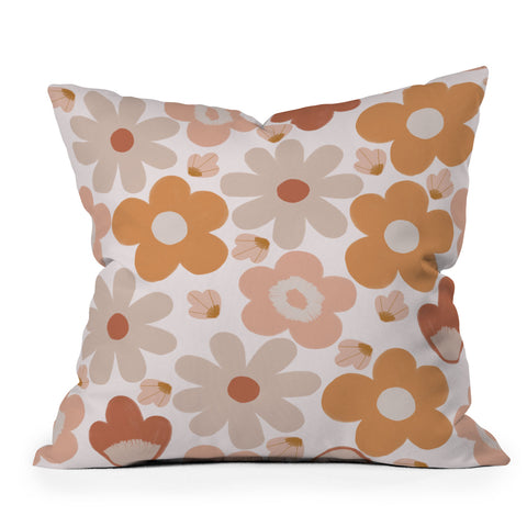 Menina Lisboa Earthy Terracotta Flowers Outdoor Throw Pillow
