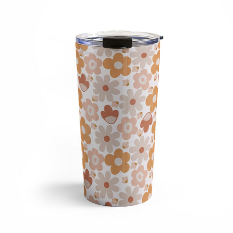 Menina Lisboa Earthy Terracotta Flowers Travel Mug