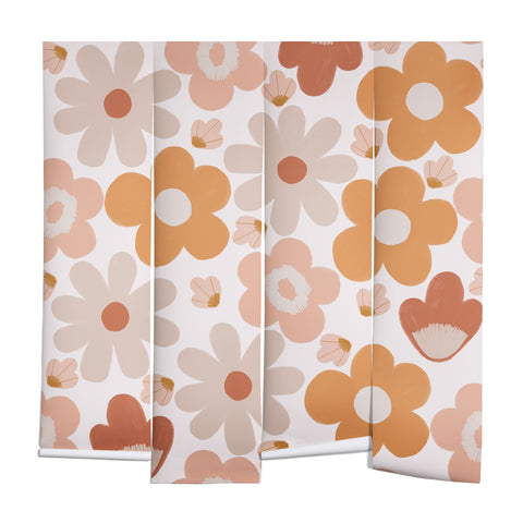 Menina Lisboa Earthy Terracotta Flowers Wall Mural