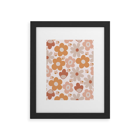 Menina Lisboa Earthy Terracotta Flowers Framed Art Print