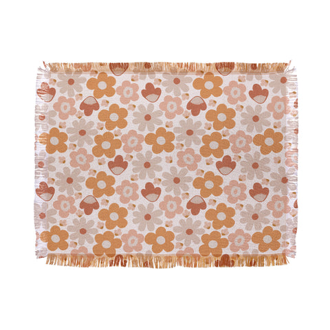 Menina Lisboa Earthy Terracotta Flowers Throw Blanket