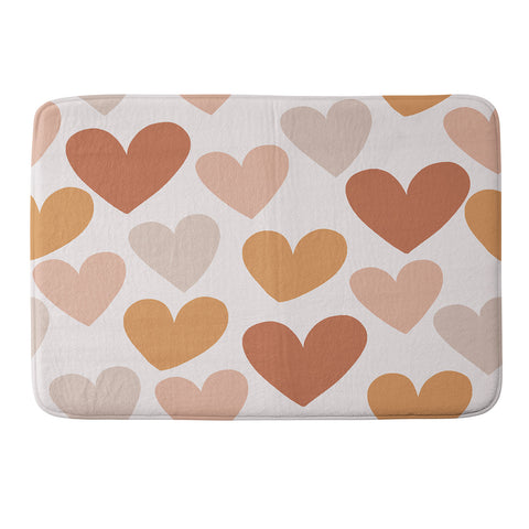 Menina Lisboa Earthy Terracotta Hearts Memory Foam Bath Mat