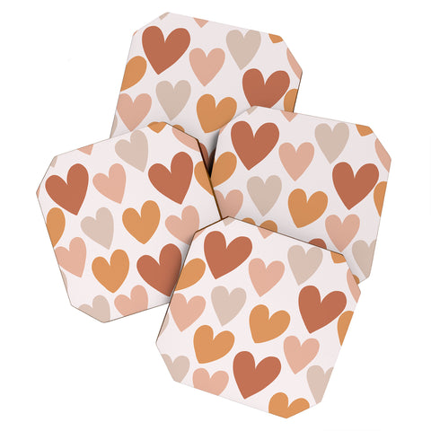 Menina Lisboa Earthy Terracotta Hearts Coaster Set