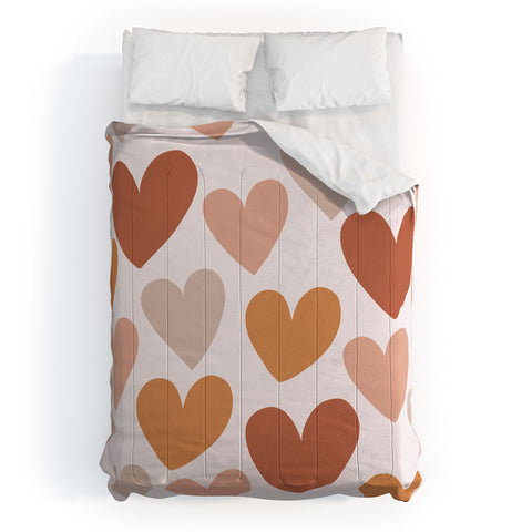 Menina Lisboa Earthy Terracotta Hearts Comforter