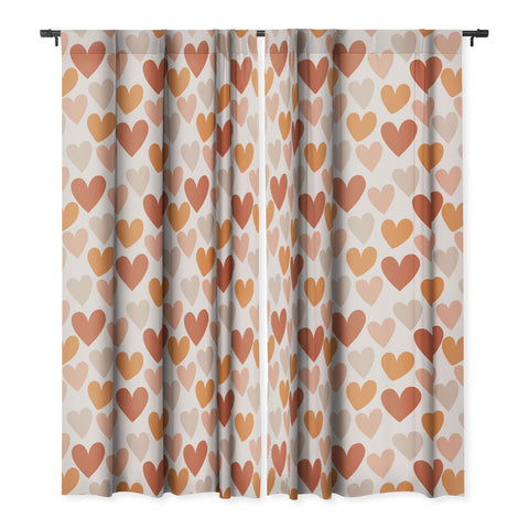 Menina Lisboa Earthy Terracotta Hearts Blackout Window Curtain