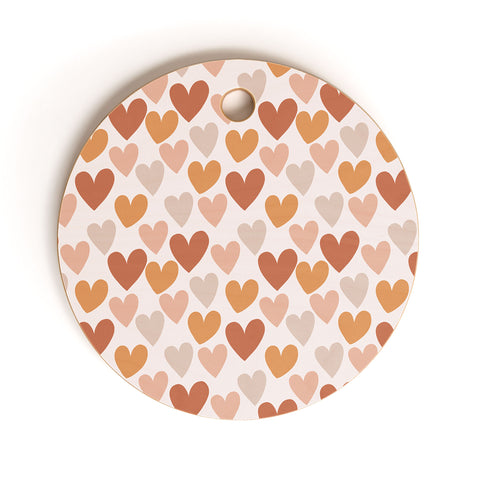Menina Lisboa Earthy Terracotta Hearts Cutting Board Round