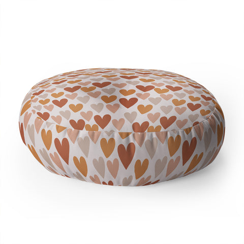 Menina Lisboa Earthy Terracotta Hearts Floor Pillow Round